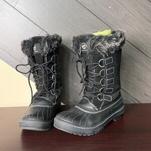 Tamarack Women's Faux Fur Lace Up Winter Snow Boots Black Size 9